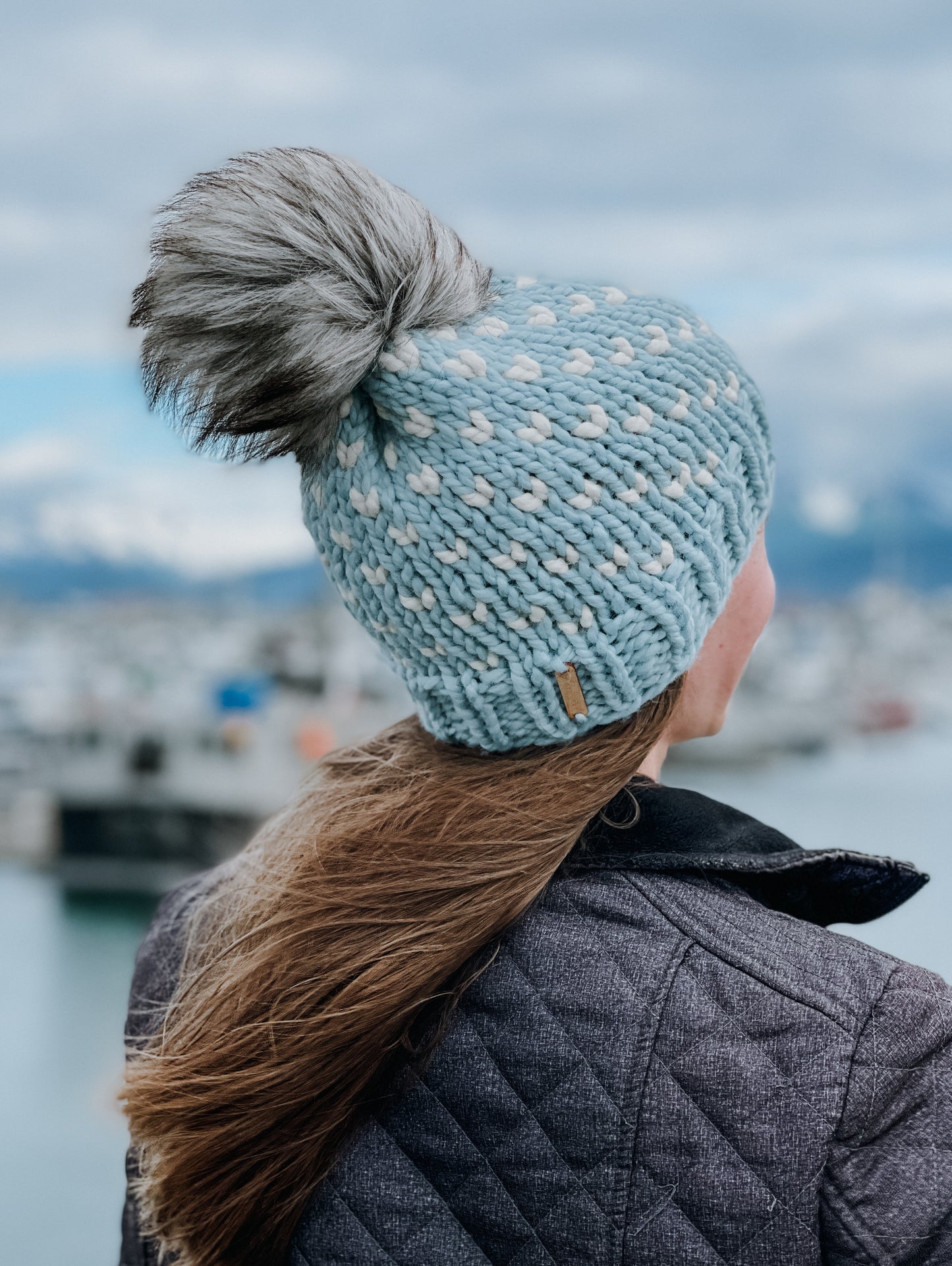 Wild Hearts Beanie // Glacier and Cream - Pick your pom