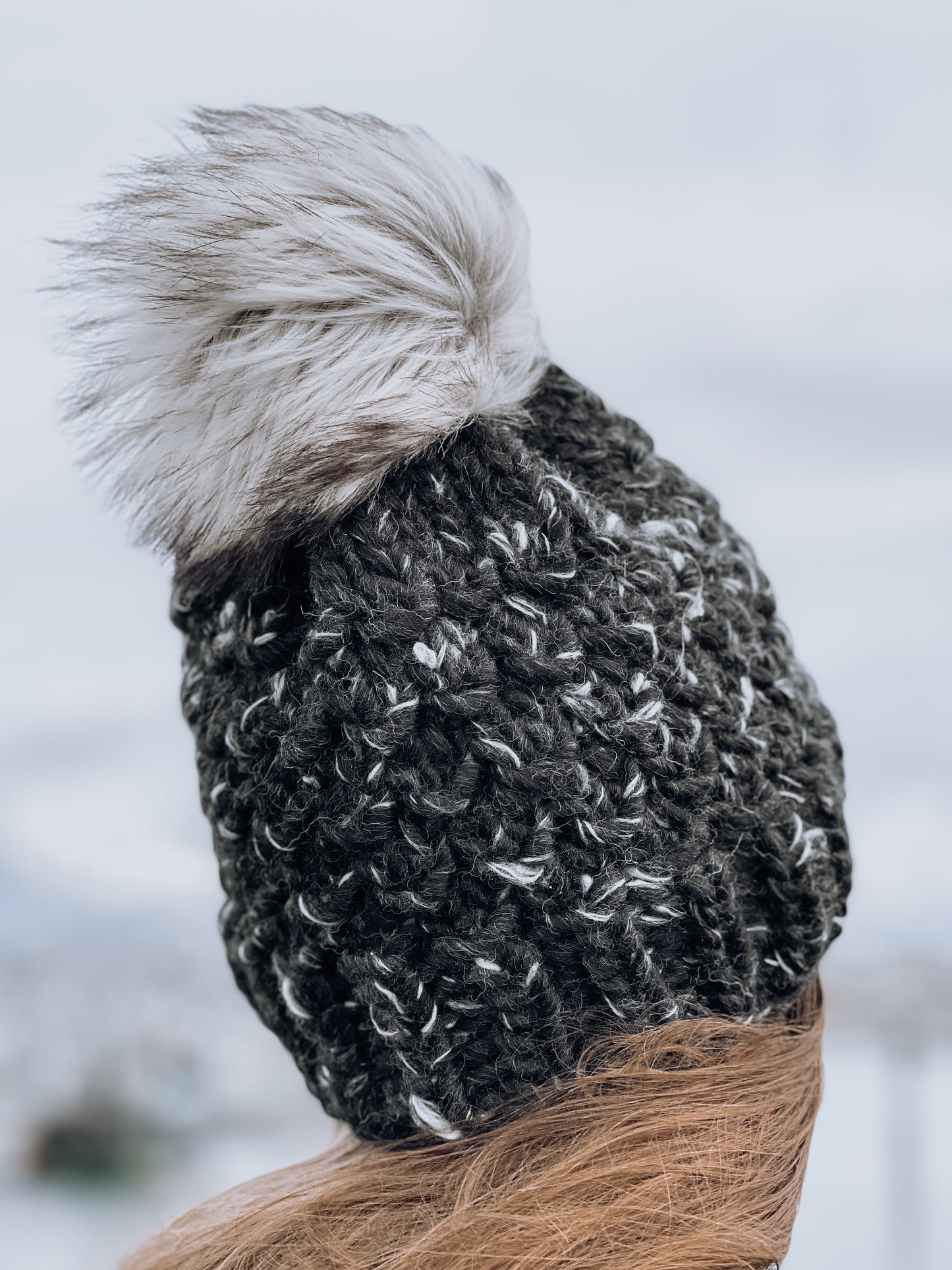 Bamboo Beanie // Black Marble - Pick your pom