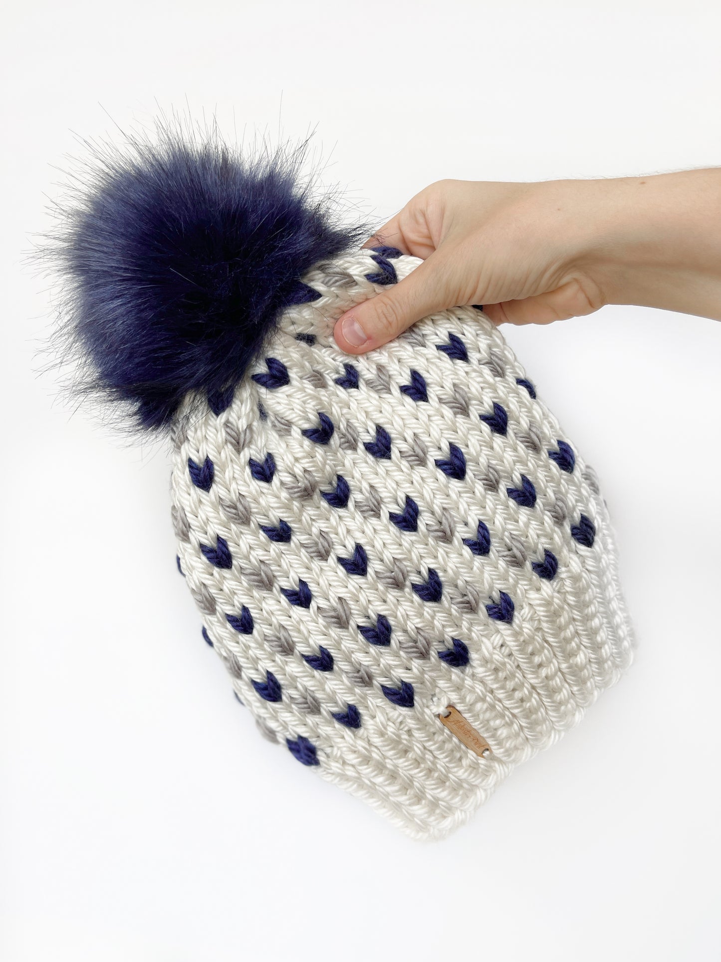 Wild Hearts Beanie // Cream, Gray and Navy