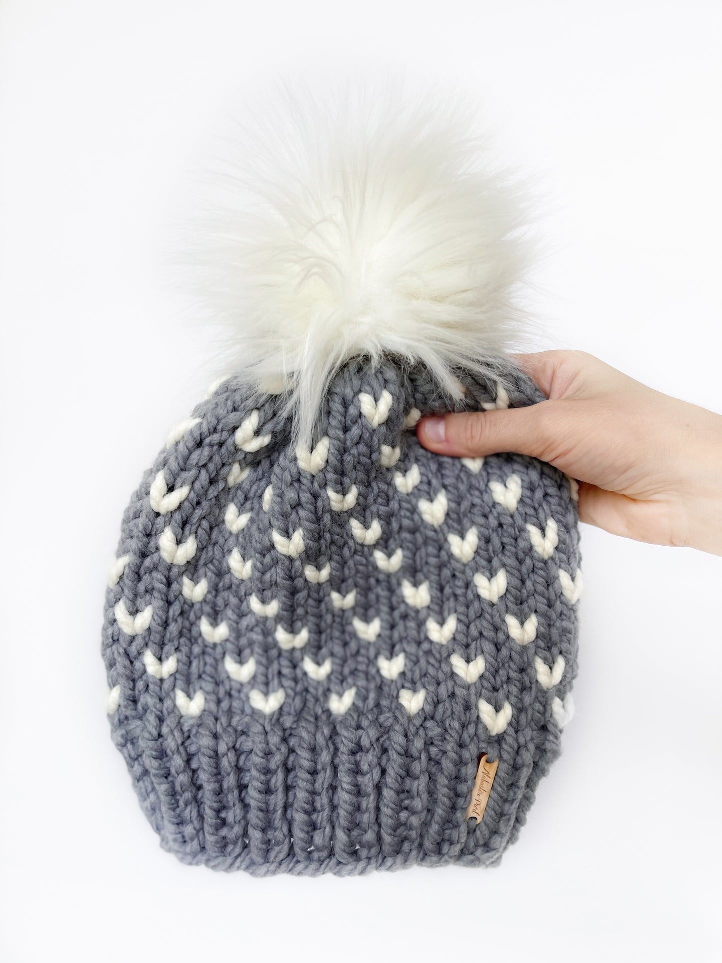 Wild Hearts Beanie // Slate Gray and Cream