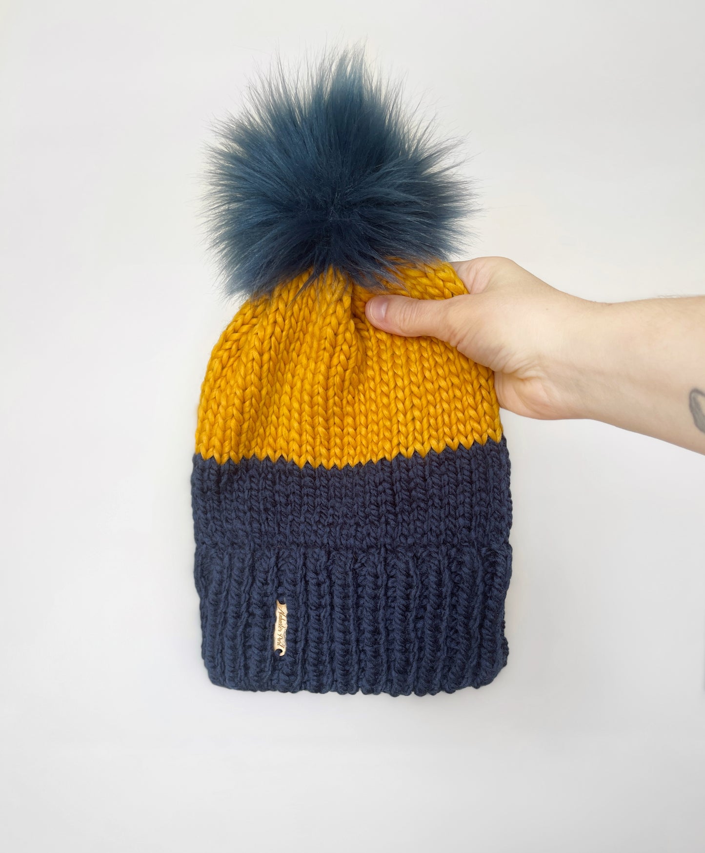 Color Block Beanie // Navy & Gold