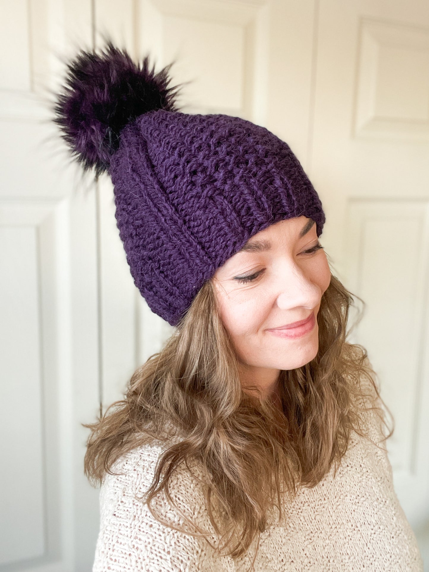 Ashley Beanie // Violet - Pick your pom, Winter Wears