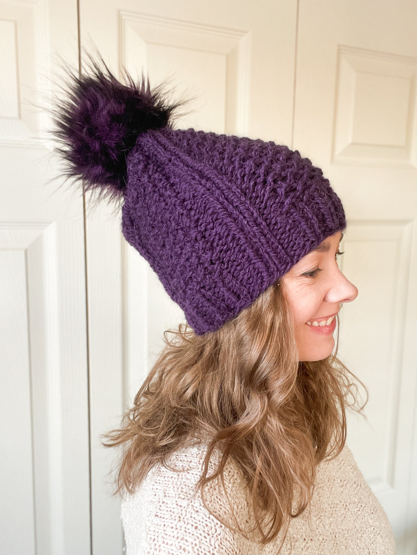 Ashley Beanie // Violet - Pick your pom, Winter Wears