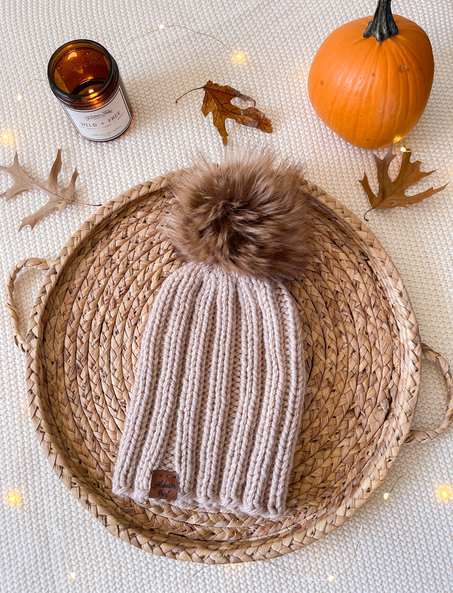 Stretchy Taylor Beanie // Sand - Pick your length - Pick your pom