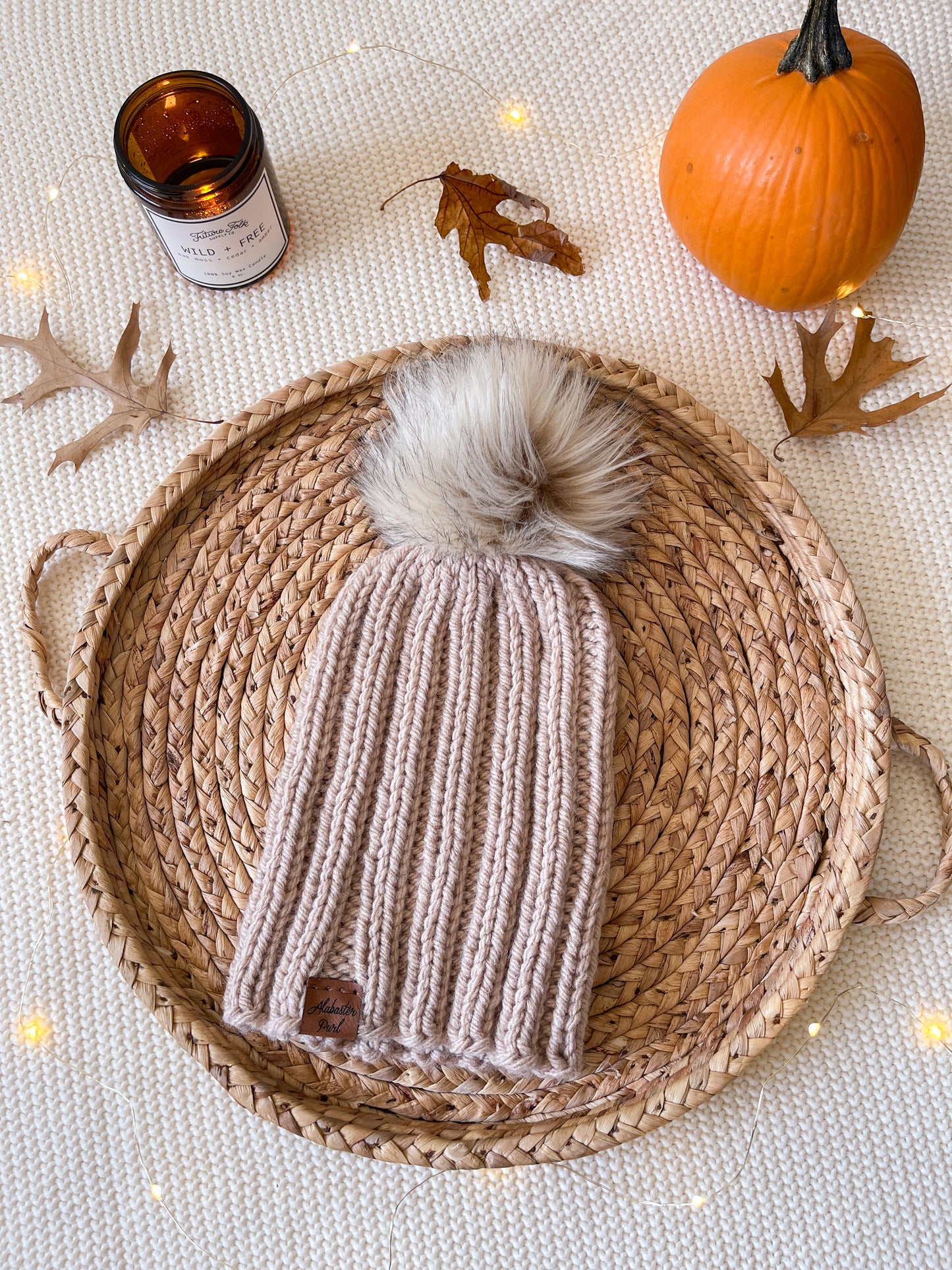 Stretchy Taylor Beanie // Sand - Pick your length - Pick your pom