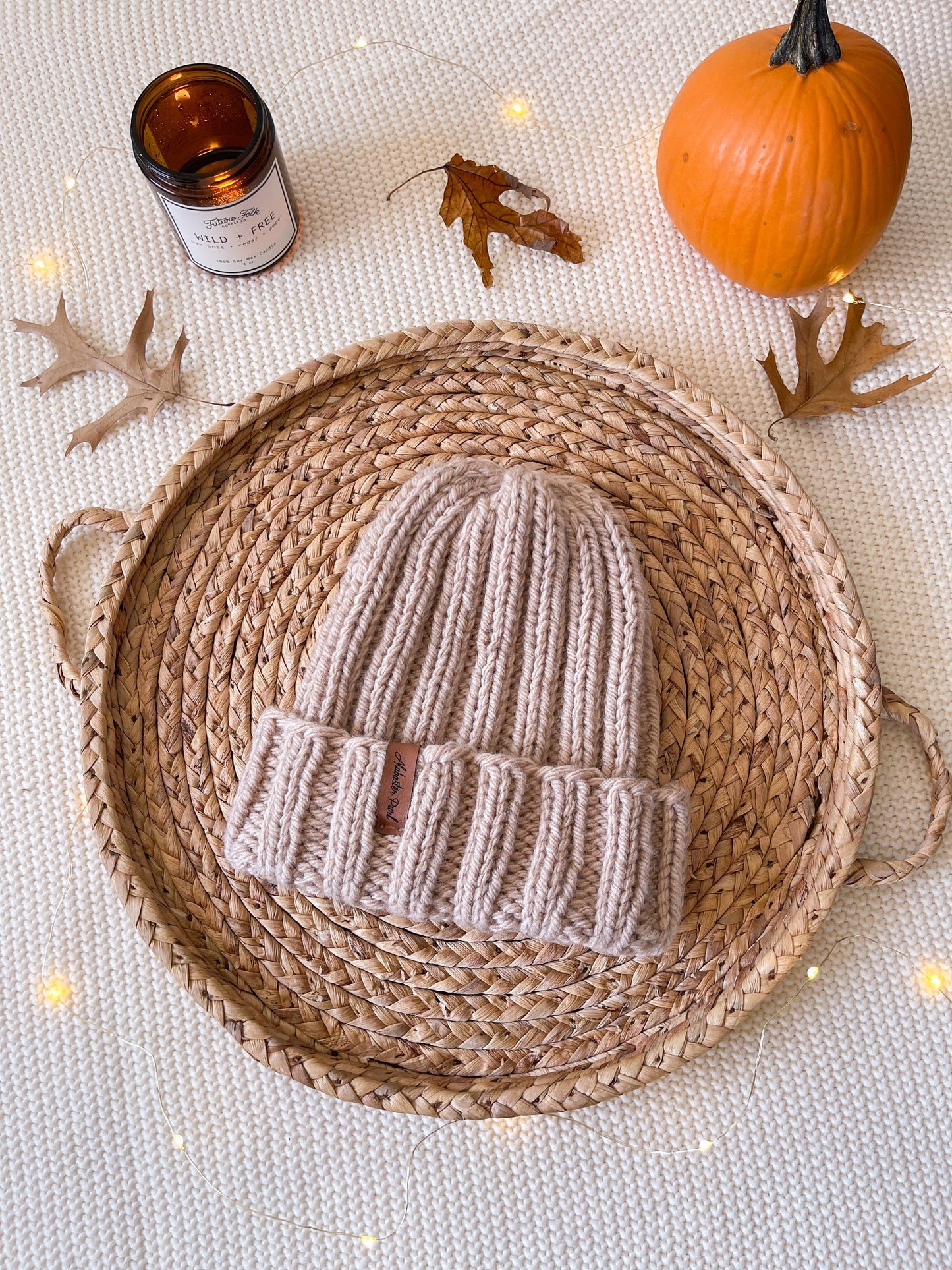 Stretchy Taylor Beanie // Sand - Pick your length - Pick your pom