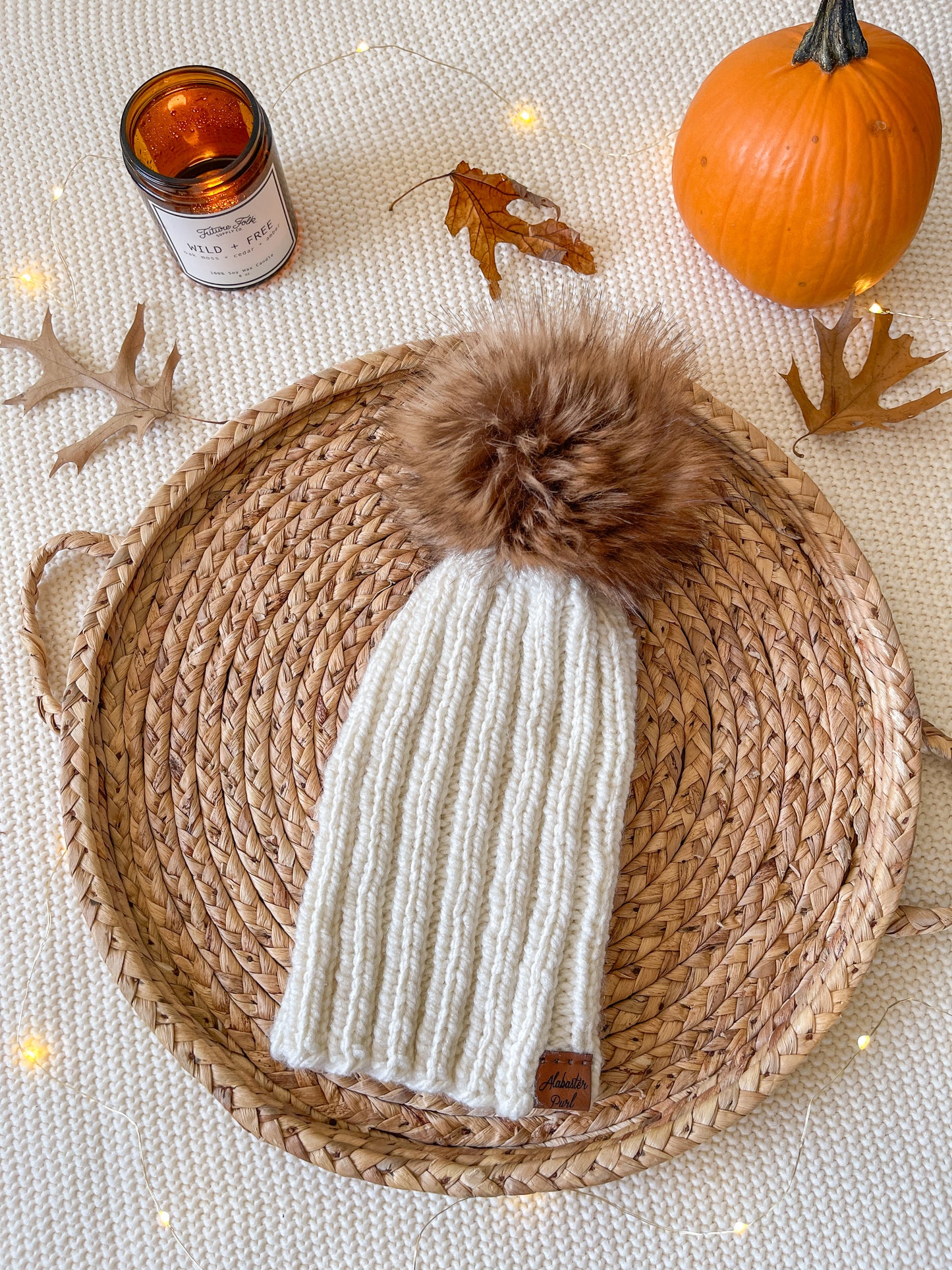 Stretchy Taylor Beanie // Cream - Pick your pom