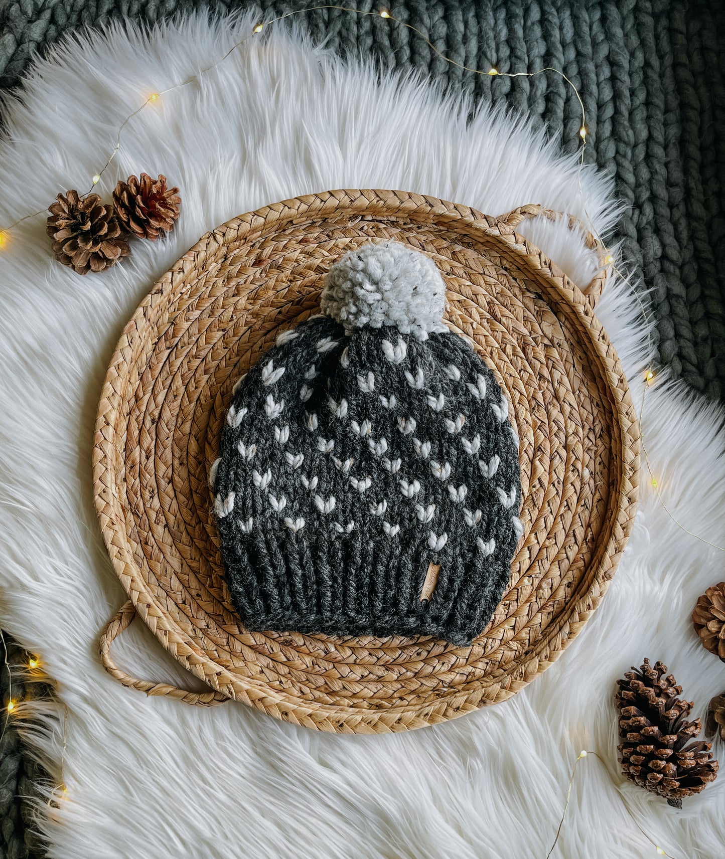 Wild Hearts Beanie // Charcoal and Grey Tweed