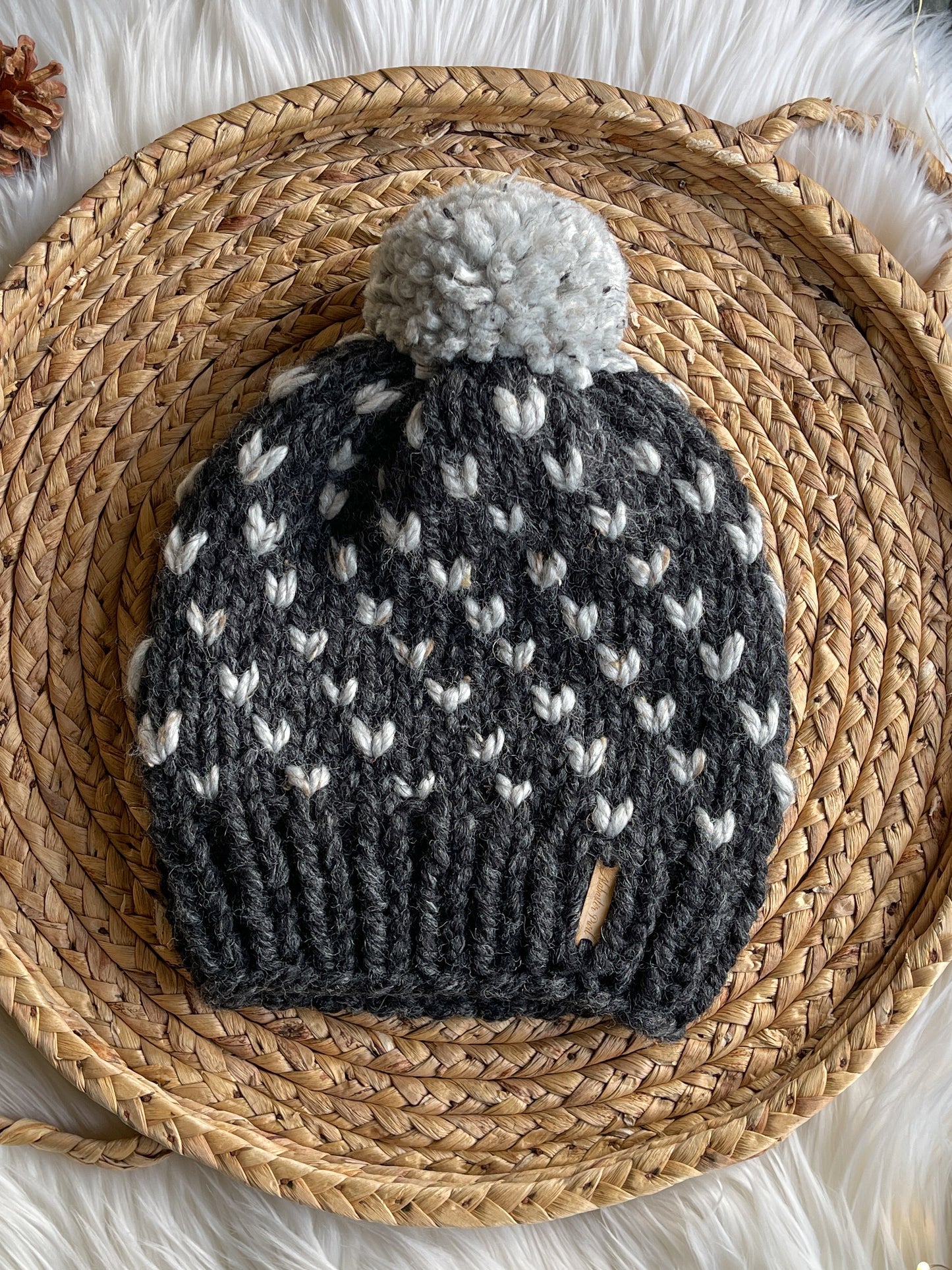 Wild Hearts Beanie // Charcoal and Grey Tweed