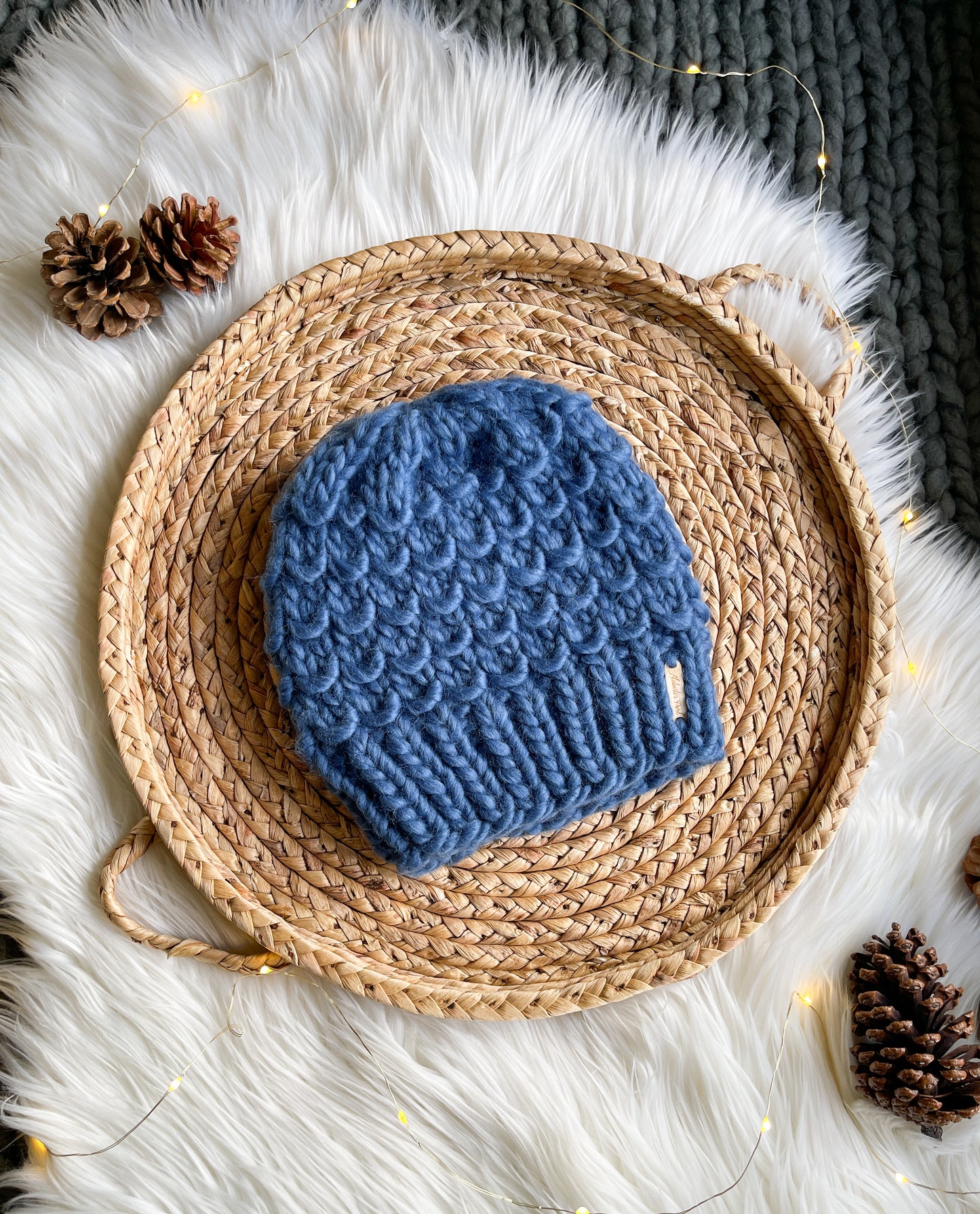 Bamboo Beanie // Denim Blue - Pick your pom