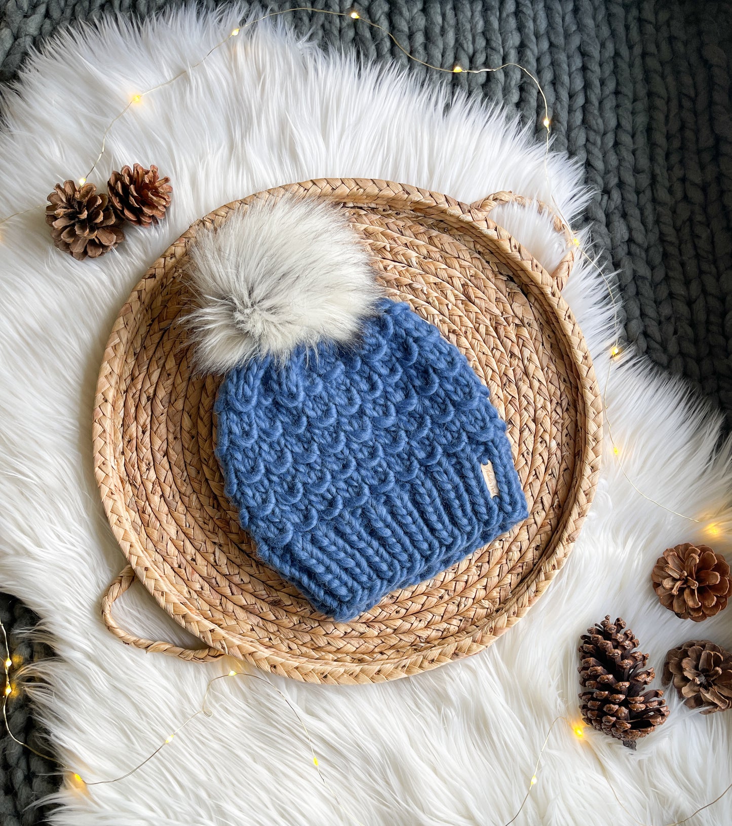 Bamboo Beanie // Denim Blue - Pick your pom