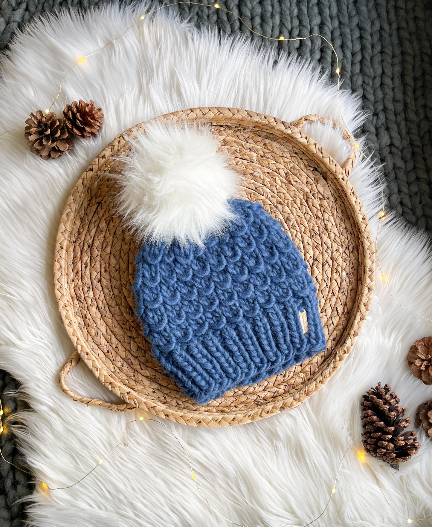 Bamboo Beanie // Denim Blue - Pick your pom