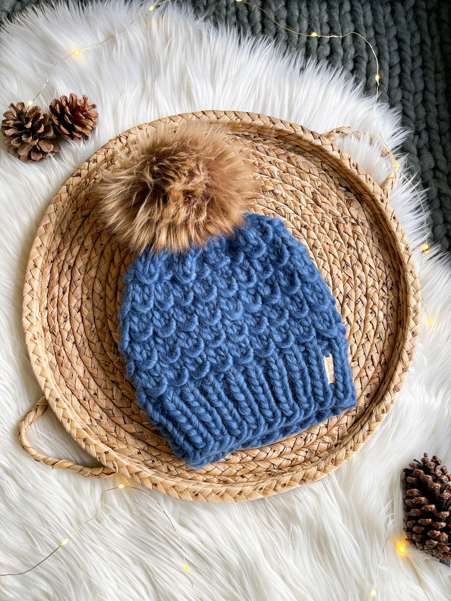 Bamboo Beanie // Denim Blue - Pick your pom