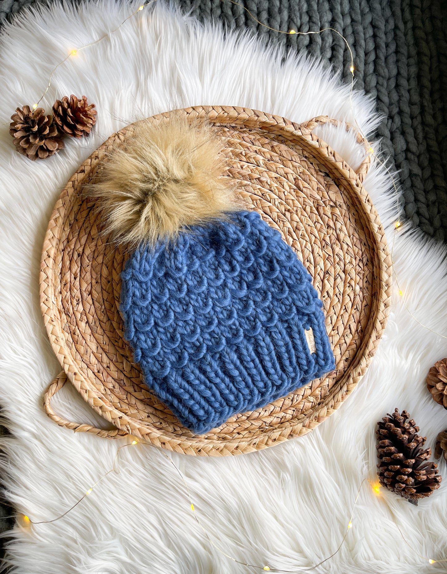 Bamboo Beanie // Denim Blue - Pick your pom