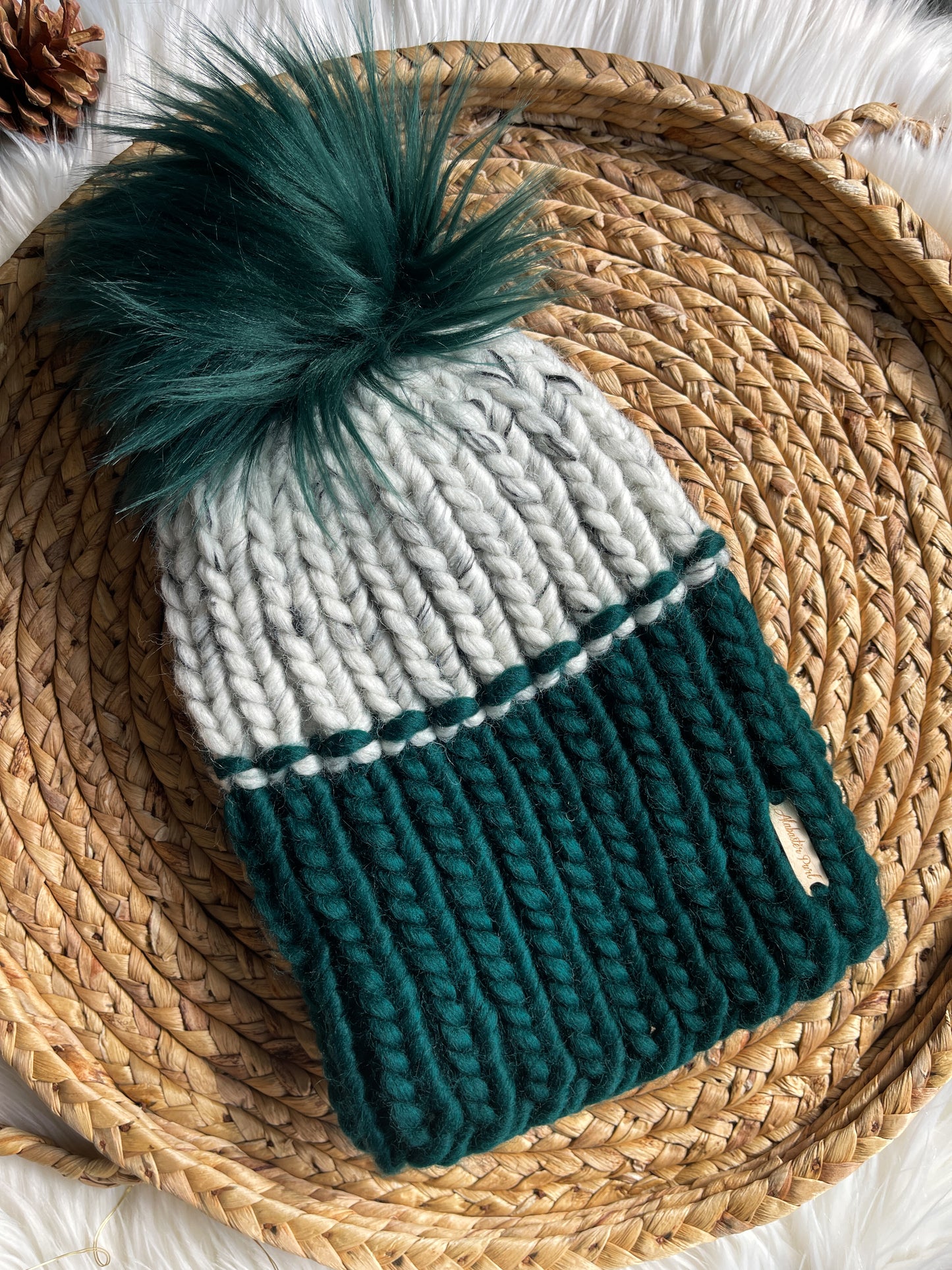 Color Block Beanie // Emerald and Marble