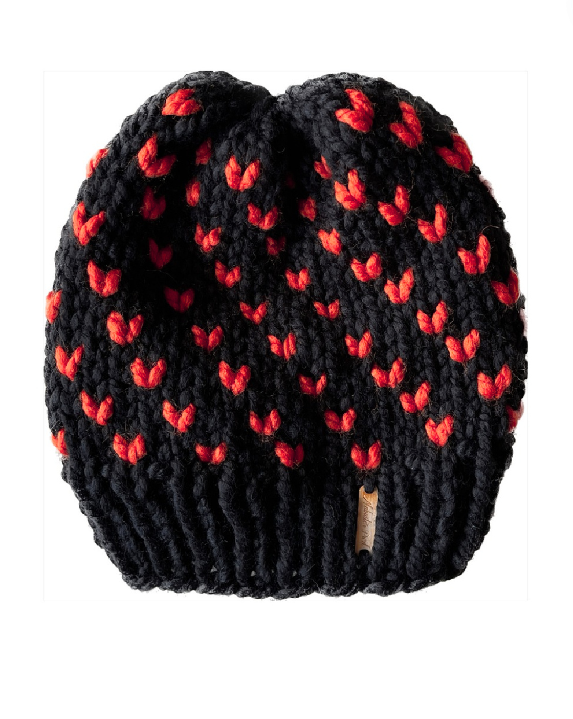 Wild Hearts Beanie // Black with Red Hearts
