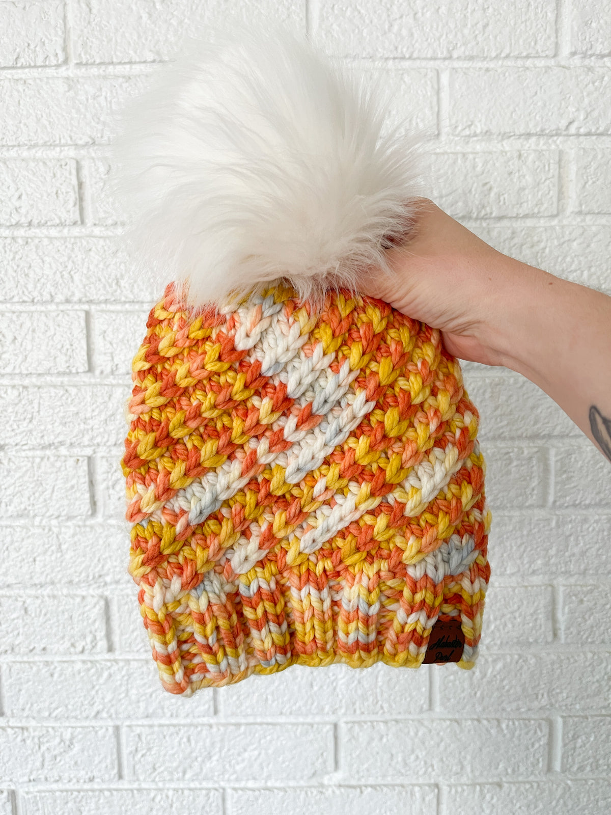 Swirlpool Beanie // Candy Corn - Merino Wool, One Of A Kind