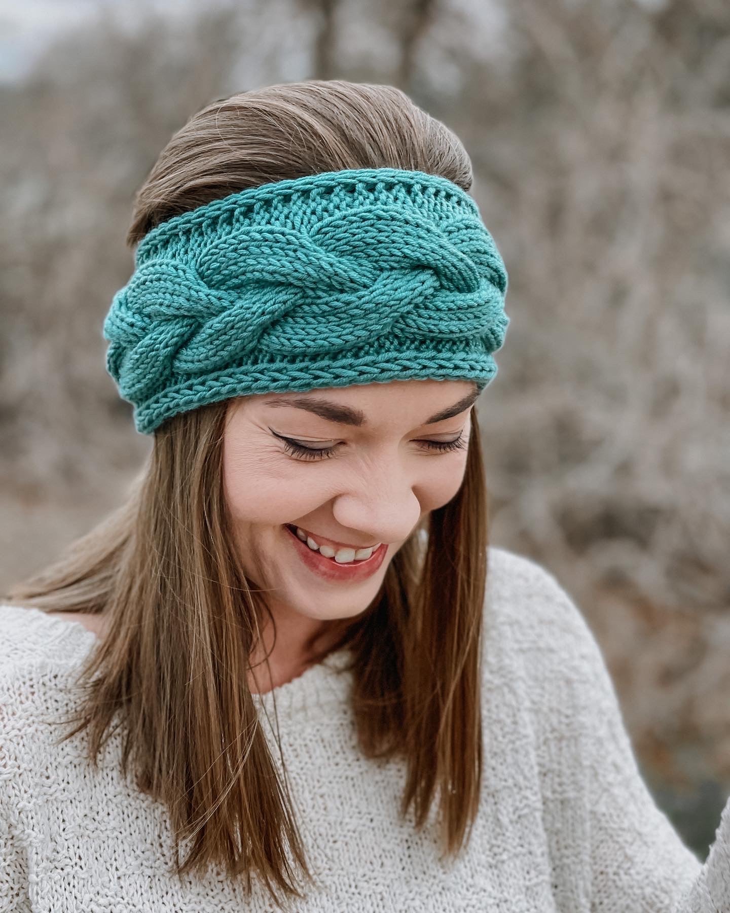 Braided Cable Headband // Aqua - Merino Wool