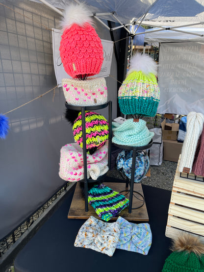 Color Block Beanie //  Teal, Neon Funfetti, Fluo - Merino Wool