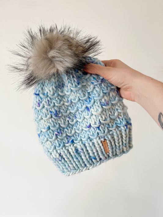 Bamboo Beanie //  Arctic Blue Poppy - Merino Wool