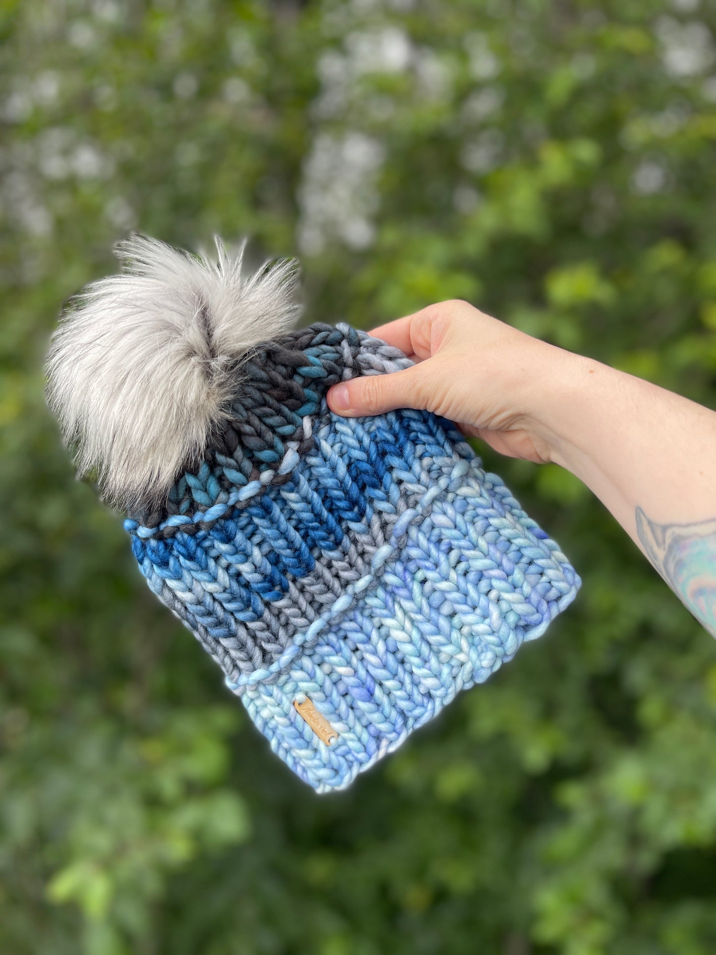 Color Block Beanie //  Blues - Merino Wool