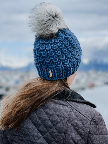 Bamboo Beanie //  Denim Blue - Pick your pom