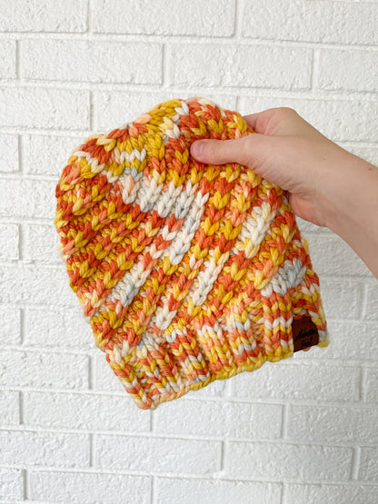 Swirlpool Beanie // Candy Corn - Merino Wool, One Of A Kind