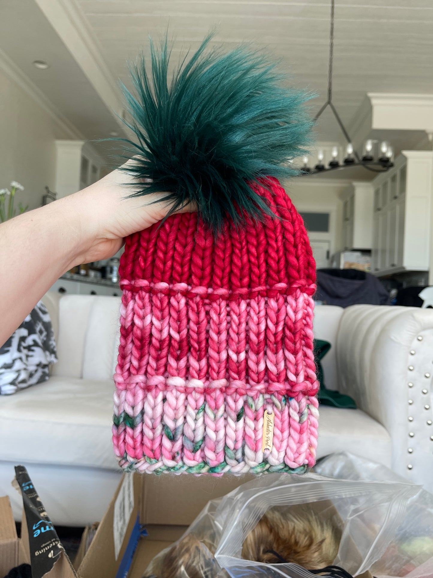 Color Block Beanie // Berry Christmas - Merino Wool
