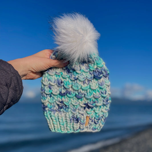 Bamboo Beanie //  Happy Blues - Merino Wool