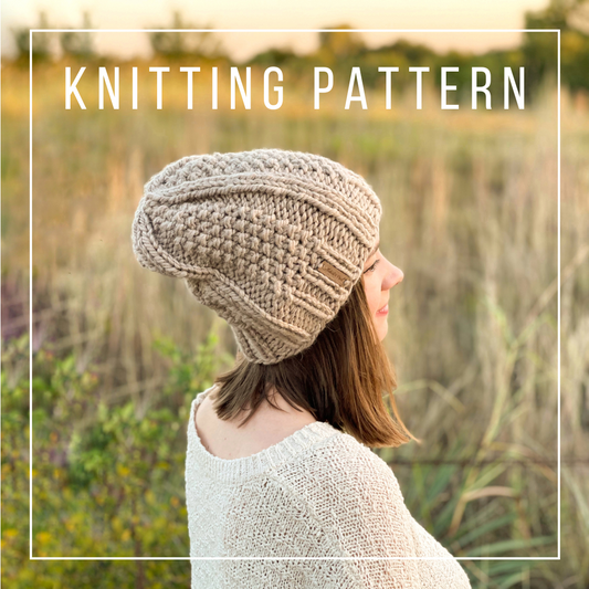 KNITTING PATTERN: Ashley Beanie // Slouchy Beanie // Seed Stitch // Beginner Pattern // Beanie Knitting Pattern // Beginner Knit Pattern