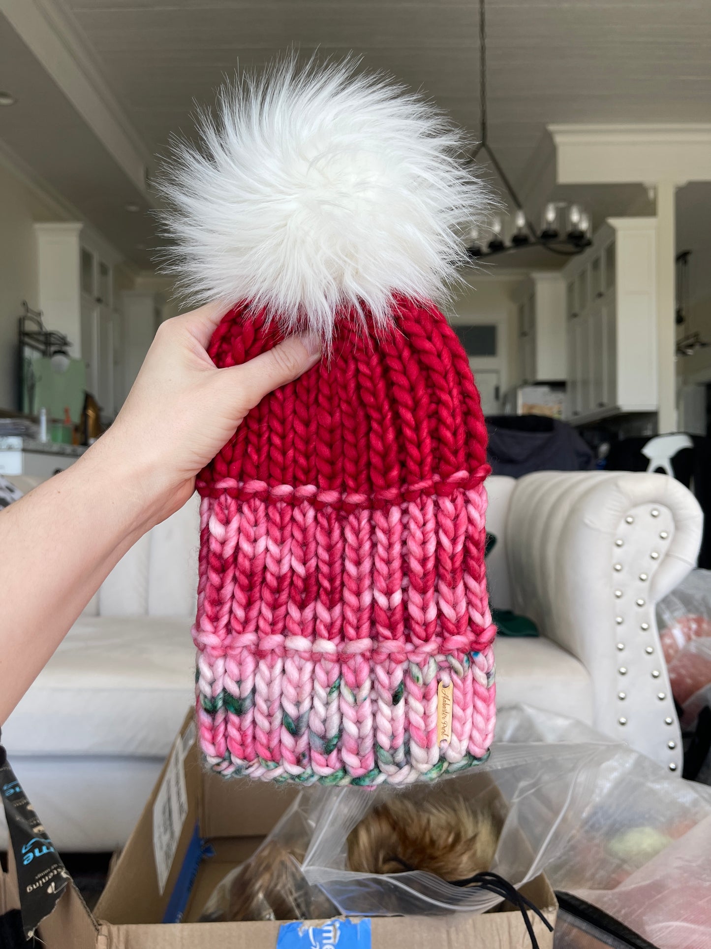Color Block Beanie // Berry Christmas - Merino Wool
