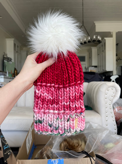 Color Block Beanie // Berry Christmas - Merino Wool
