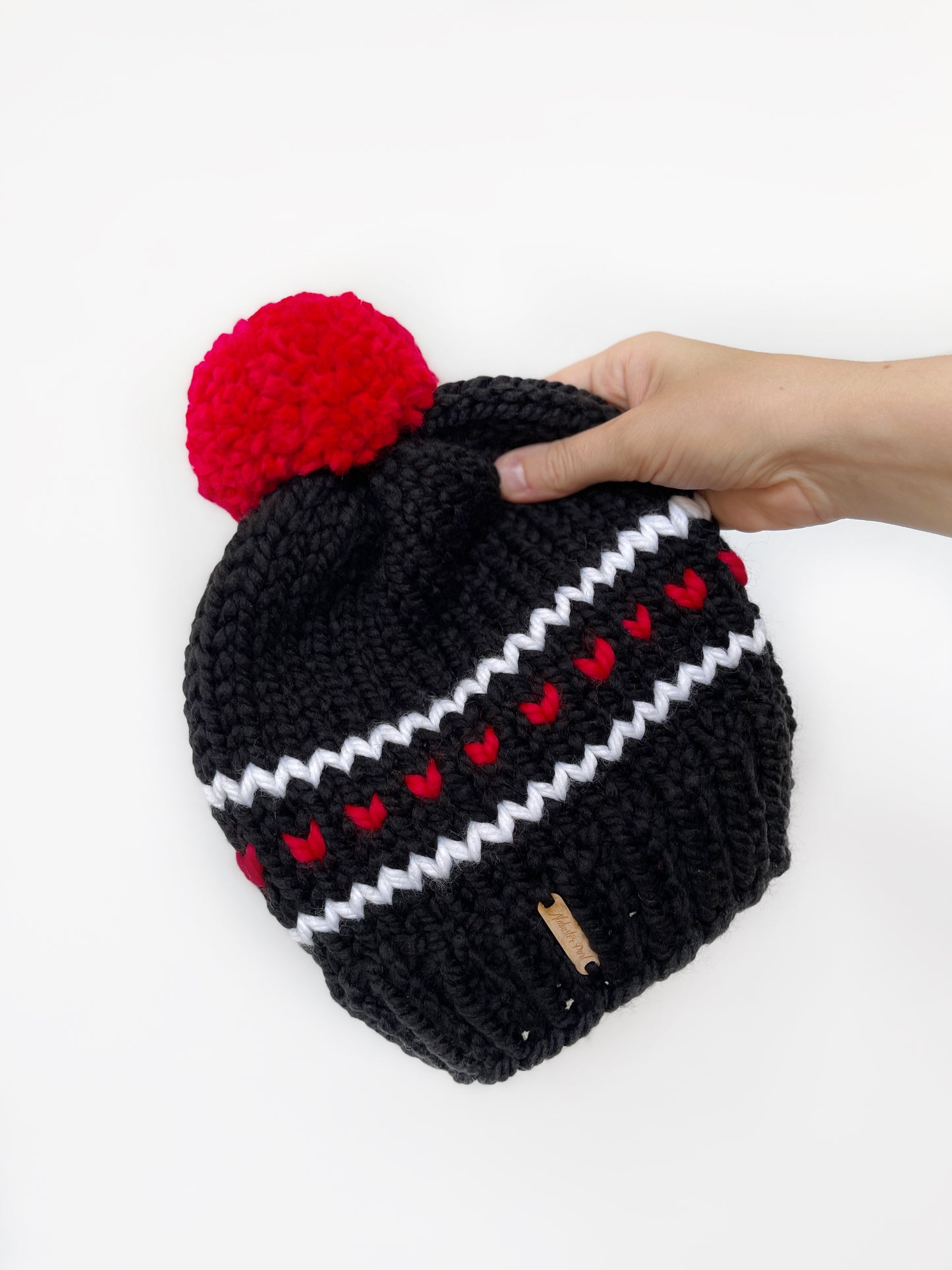 Hearts and Stripes Beanie // Black, Red and White - Texas Tech Beanie