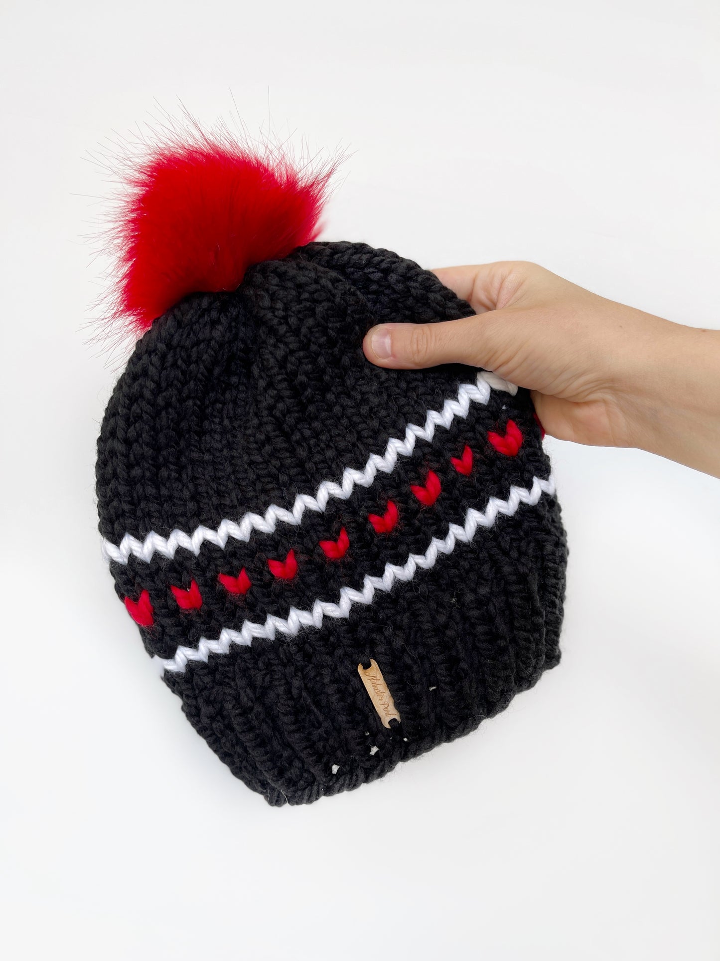 Hearts and Stripes Beanie // Black, Red and White - Texas Tech Beanie