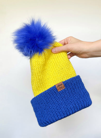 Charlie Beanie //  Royal Blue & Bright Yellow