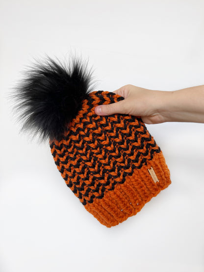 Riverbend Beanie // Orange and Black