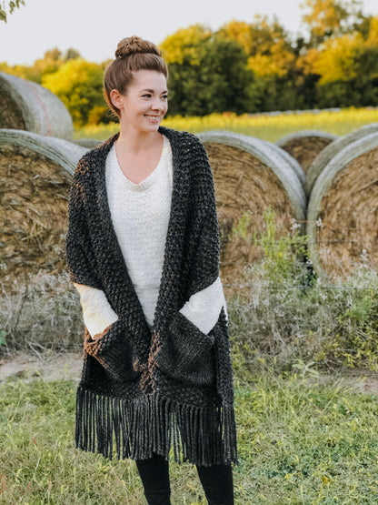 KNITTING PATTERN: Hope Shawl // Pocket Shawl // Pocket Scarf // Beginner Knitter // Chunky Knit // Knit Pocket Shawl Pattern