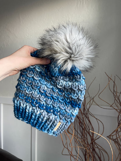 Bamboo Beanie //  Denim Dreams - Merino Wool