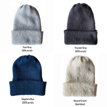 Charlie Beanie // Winter Blues Collection - Pick your color - Pick your pom