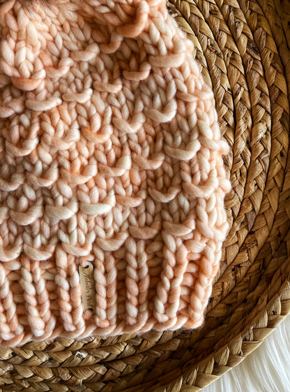 PRE ORDER: Bamboo Beanie // Peach Fuzz - Pantone Color of the Year // Pick Your Pom