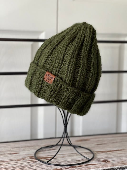 Stretchy Taylor Beanie // Olive Green - Pick your pom