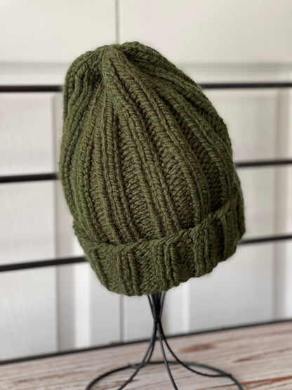 Stretchy Taylor Beanie // Olive Green - Pick your pom