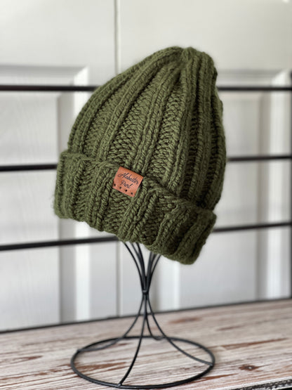 Stretchy Taylor Beanie // Olive Green - Pick your pom