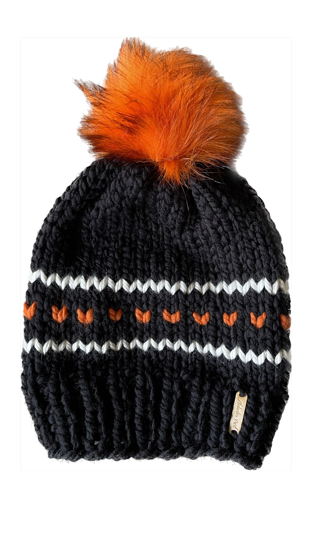 Hearts and Stripes Beanie // Black, White and Orange