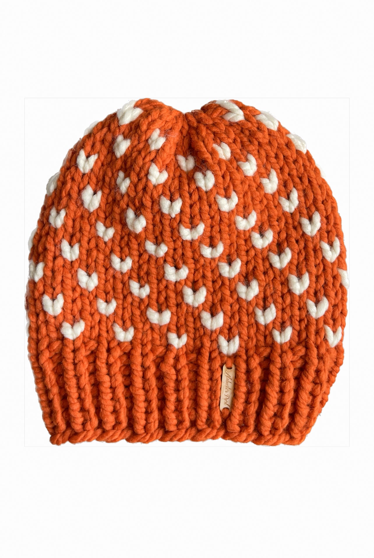 Wild Hearts Beanie // Orange with Cream Hearts