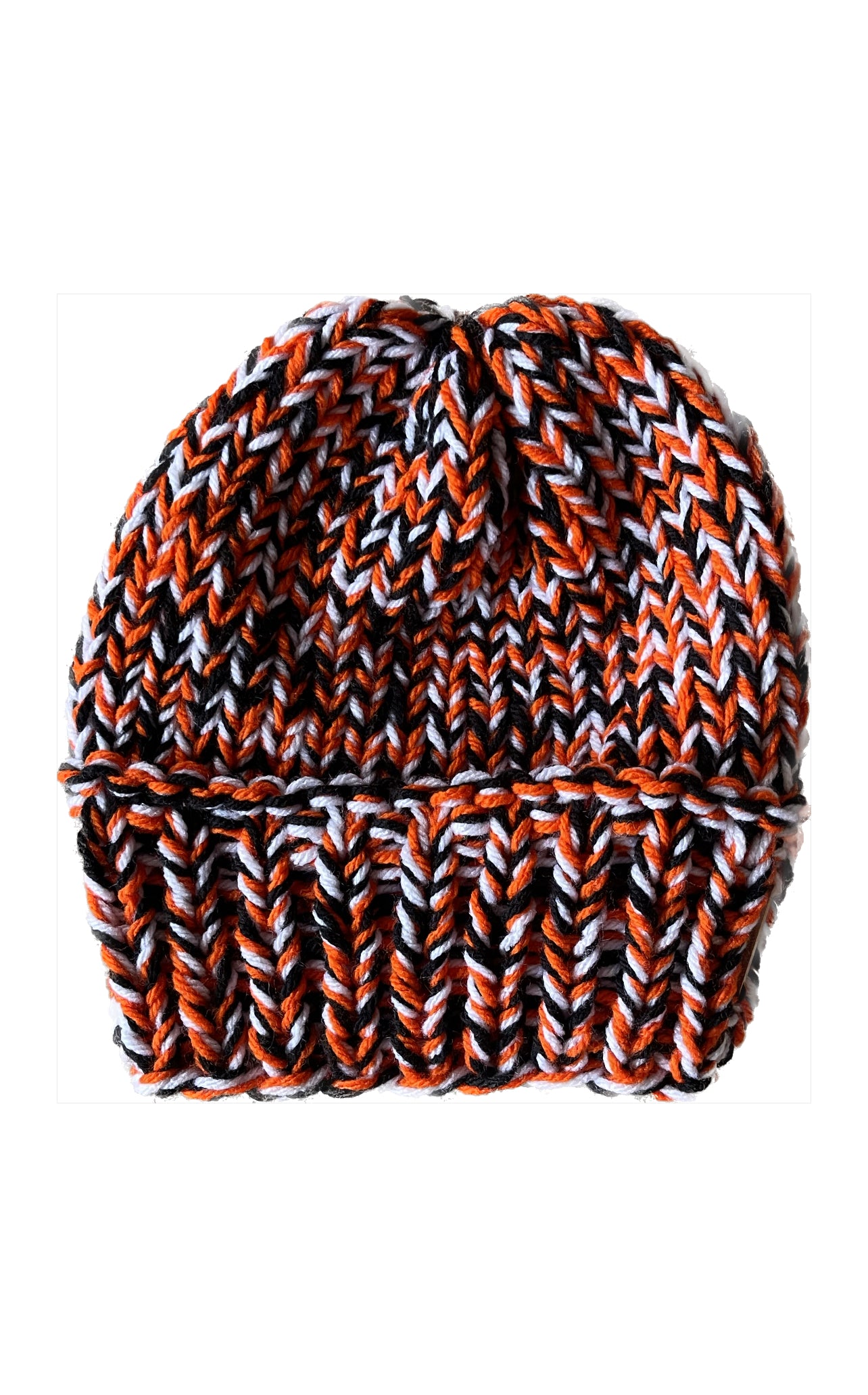 Basic Beanie // Black, Orange and White - Pick your pom