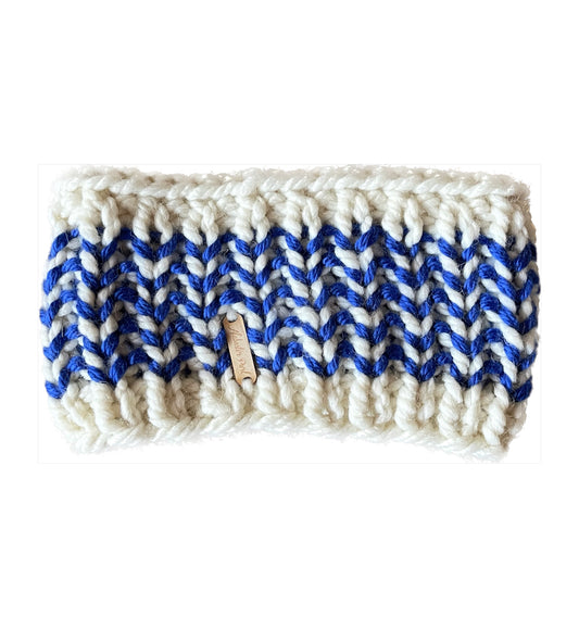 Riverbend Headband // Cream and Royal Blue