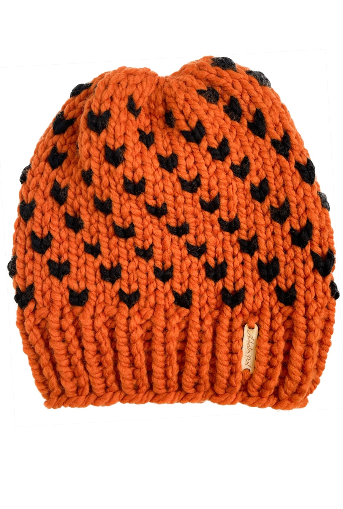 Wild Hearts Beanie // Orange with Black Hearts