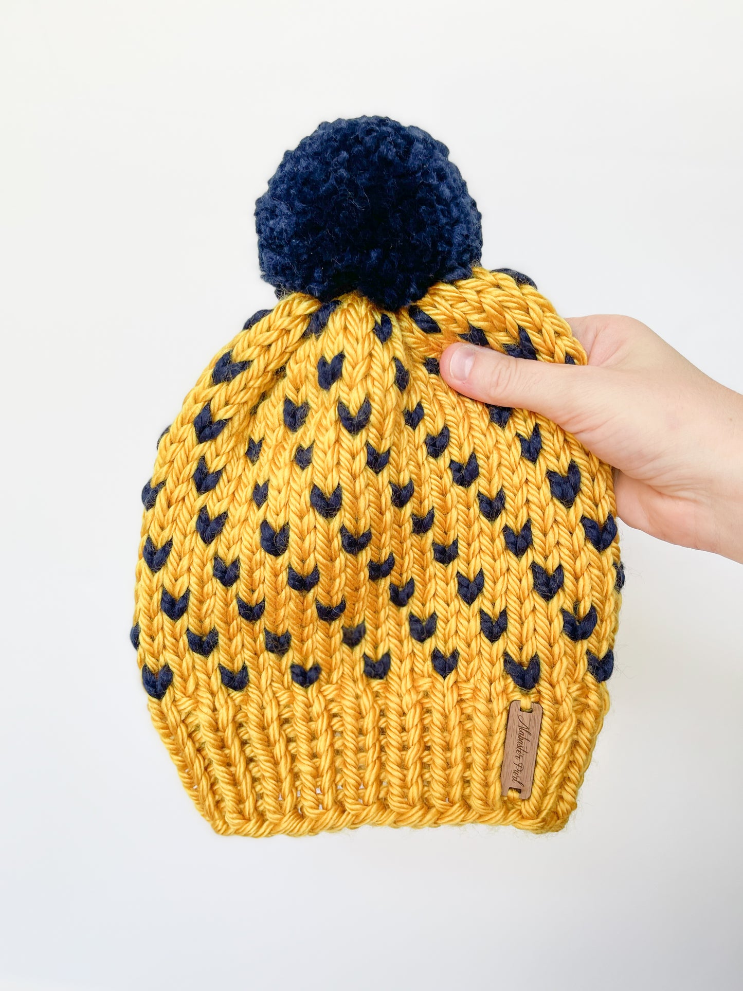 Wild Hearts Beanie // Gold and Navy Blue