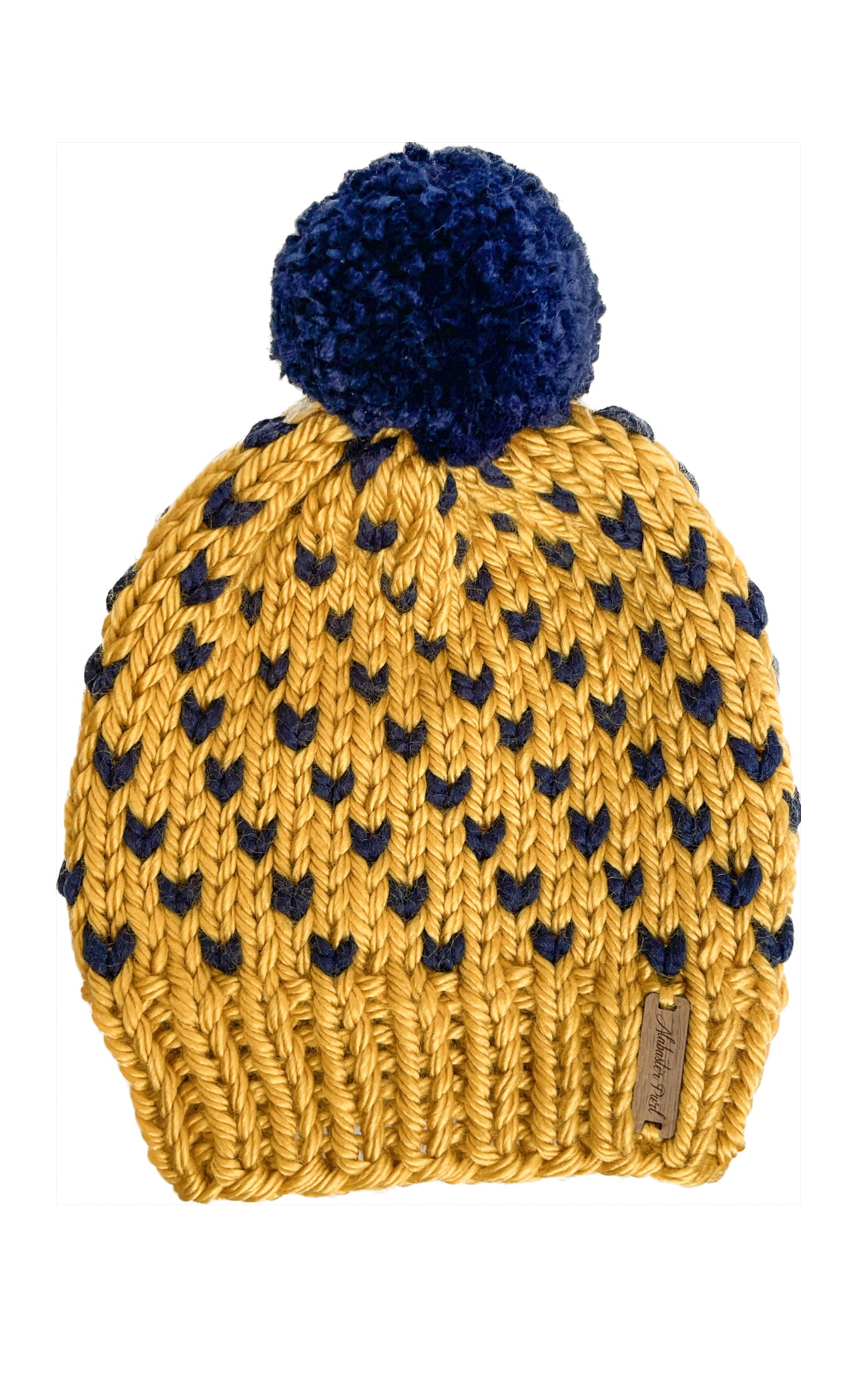 Wild Hearts Beanie // Gold and Navy Blue